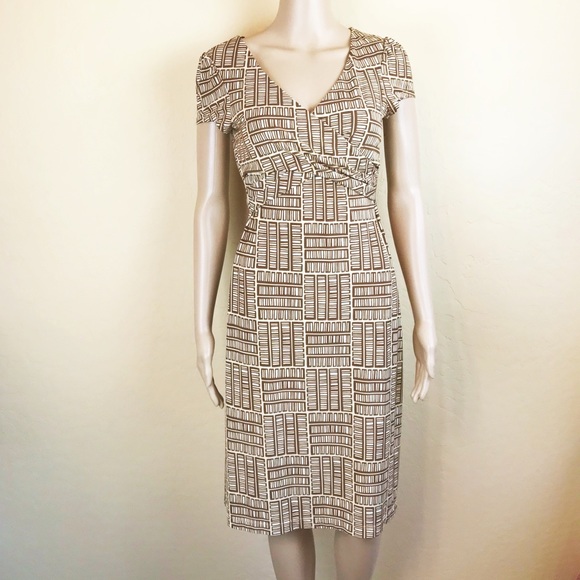 BCBG MAXAZRIA Neutral Brown & Tan Retro Geometric Sheath Dress - Picture 1 of 7